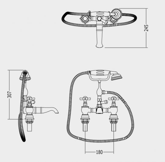 Смеситель для ванны с ручным душем Devon&Devon Antique ada30 схема 2