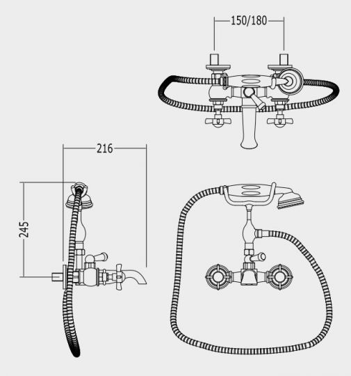 Смеситель для ванны и душа Devon&Devon Antique ada34 схема 2