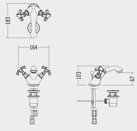 Devon&Devon Mayfair смеситель для раковины addm10 схема 2 Devon&Devon Mayfair смеситель для раковины addm10 схема 2