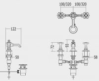 Смеситель для биде Devon&Devon Jubilee Black Cross с 3 отверстиями adjBCS14 схема 2 Смеситель для биде Devon&Devon Jubilee Black Cross с 3 отверстиями adjBCS14 схема 2