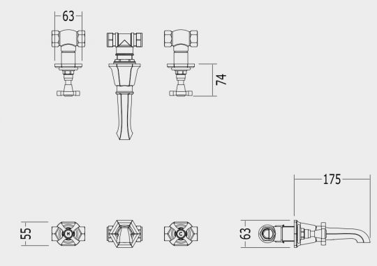 Devon&Devon Jubilee Black Cross смеситель для ванны adjbcs47 схема 2 Devon&Devon Jubilee Black Cross смеситель для ванны adjbcs47 схема 2