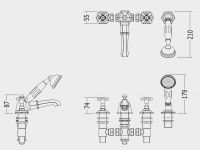 Смеситель для ванны и душа Devon&Devon Jubilee Black Cross adjBCS48 схема 2 Смеситель для ванны и душа Devon&Devon Jubilee Black Cross adjBCS48 схема 2