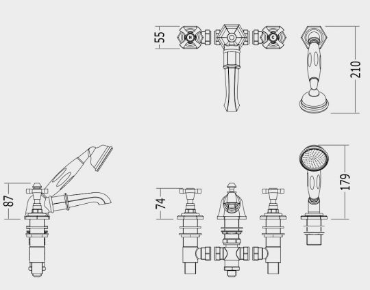 Смеситель для ванны и душа Devon&Devon Jubilee adnj48 схема 2 Смеситель для ванны и душа Devon&Devon Jubilee adnj48 схема 2