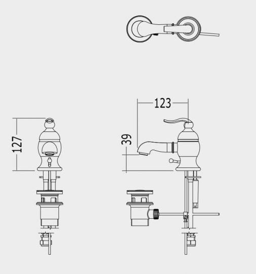 Классический смеситель для раковины Devon&Devon Antique арт: adp09 схема 2