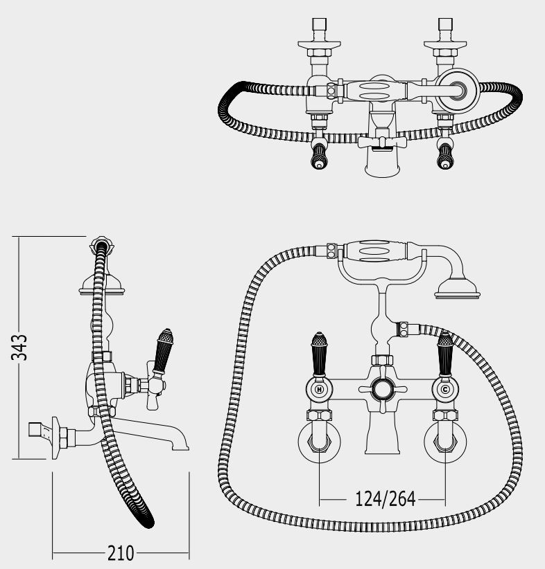 Смеситель для ванны и душа Devon&Devon Black Diamond BLD70M ФОТО