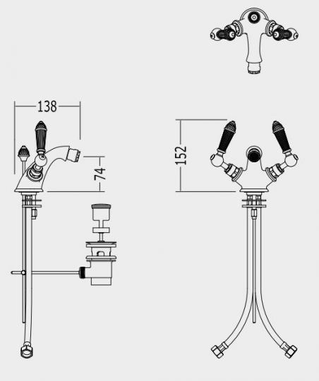 Devon&Devon Black Diamond смеситель для биде BLD73 схема 2 Devon&Devon Black Diamond смеситель для биде BLD73 схема 2