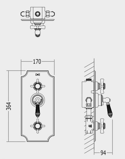 Devon&Devon Black Diamond смеситель для ванны/душа BLD79 схема 2 Devon&Devon Black Diamond смеситель для ванны/душа BLD79 схема 2