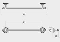 Вешалка для полотенец Devon&Devon Black Diamond blkd508 61 см схема 2 Вешалка для полотенец Devon&Devon Black Diamond blkd508 61 см схема 2