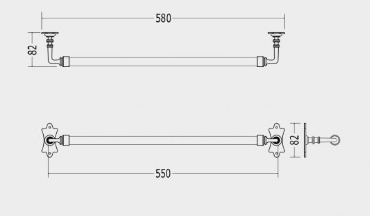 Вешалка для полотенец Devon&Devon Mayfair DD101 58 см схема 2 Вешалка для полотенец Devon&Devon Mayfair DD101 58 см схема 2