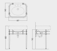Консоль под раковину Devon&Devon Single Memphis Console 69,7х54,3 схема 2 Консоль под раковину Devon&Devon Single Memphis Console 69,7х54,3 схема 2