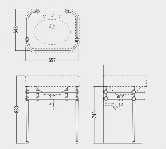 Консоль под раковину Devon&Devon Single Memphis Console 69,7х54,3 схема 2 Консоль под раковину Devon&Devon Single Memphis Console 69,7х54,3 схема 2