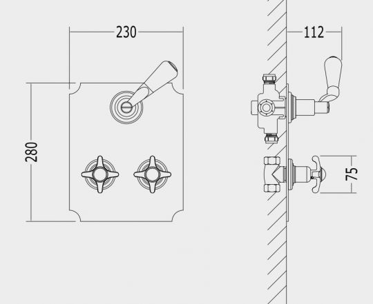 Devon&Devon Mayfair смеситель для ванны/душа de348may схема 2 Devon&Devon Mayfair смеситель для ванны/душа de348may схема 2