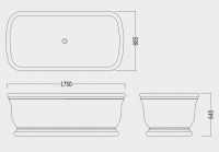Ванна из искусственного камня Devon&Devon Hollywood 175x88,5 схема 2