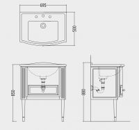 Тумба под раковину Devon&Devon Mahogany Vanity Unit 69,5х50 схема 2