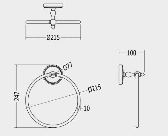 Вешалка для полотенец Devon&Devon Dorothy DOR407 диаметр 215 мм схема 2 Вешалка для полотенец Devon&Devon Dorothy DOR407 диаметр 215 мм схема 2
