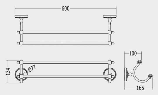 Вешалка для полотенец Devon&Devon Dorothy DOR412 60 см схема 2