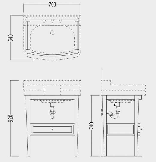 Тумба под раковину Devon&Devon Bogart Vanity Unit 70х54 схема 2