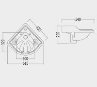 Угловая раковина Devon&Devon Oxford 43,5х54 схема 2