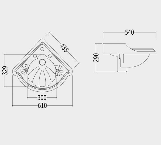 Угловая раковина Devon&Devon Oxford 43,5х54 схема 2