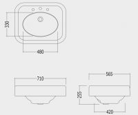 Раковина Devon&Devon Blues Basin 71х56,5 схема 2 Раковина Devon&Devon Blues Basin 71х56,5 схема 2