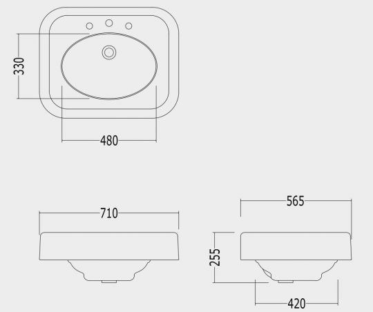 Раковина Devon&Devon Blues Basin 71х56,5 схема 2 Раковина Devon&Devon Blues Basin 71х56,5 схема 2