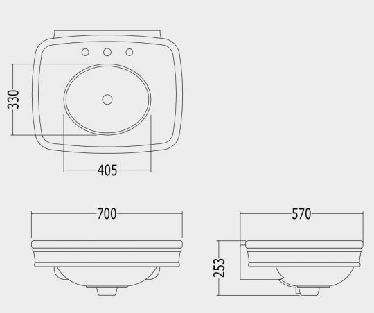 Раковина Devon&Devon Rose 70х57 схема 2