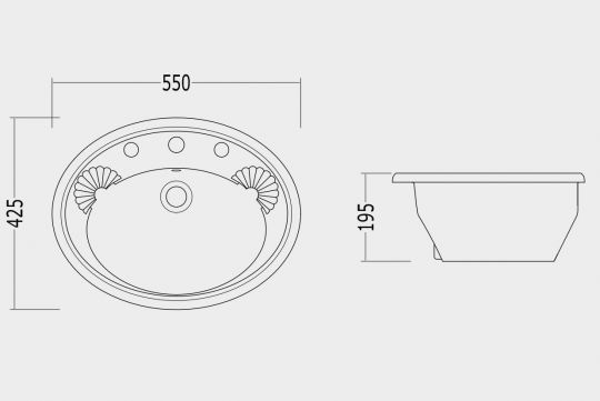 Встраиваемая раковина Devon&Devon Windsor 55х42,5 схема 2