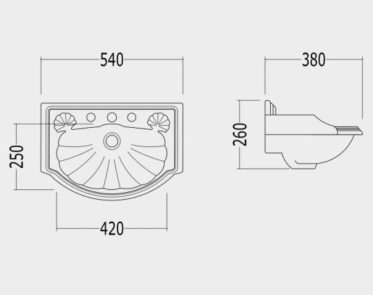 Раковина Devon&Devon Oxford 54х38 схема 2