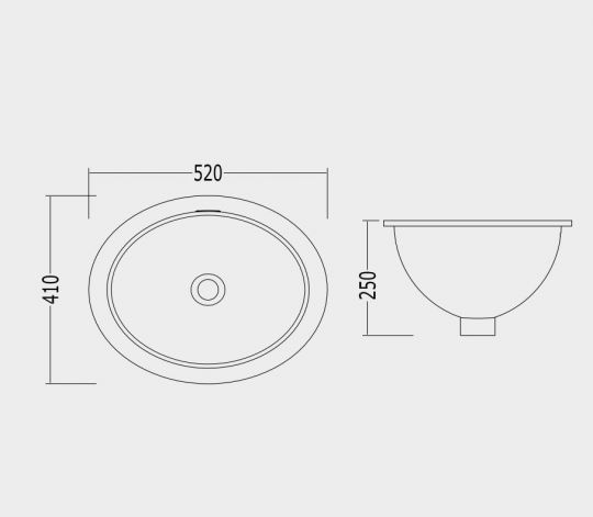 Встраиваемая раковина Devon&Devon Rose 52х41 схема 2 Встраиваемая раковина Devon&Devon Rose 52х41 схема 2