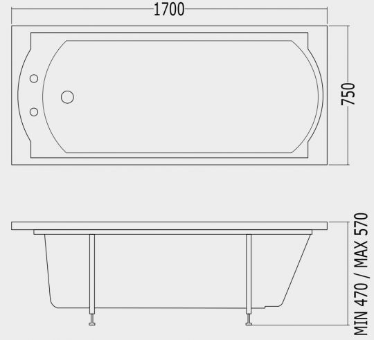 Ванна Devon&Devon Oxford 170x75 схема 2
