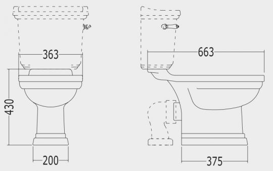 Унитаз компакт Devon&Devon Classica прямой слив схема 2 Унитаз компакт Devon&Devon Classica прямой слив схема 2
