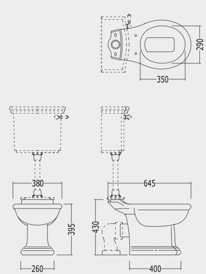Унитаз Devon&Devon New Etoile с высоким бачком схема 2 Унитаз Devon&Devon New Etoile с высоким бачком схема 2