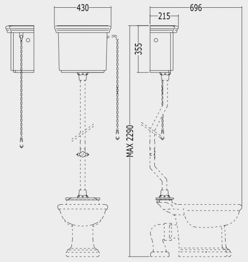 Унитаз Devon&Devon New Etoile с высоким бачком схема 3 Унитаз Devon&Devon New Etoile с высоким бачком схема 3