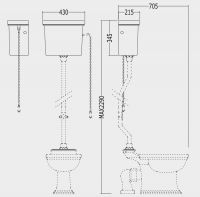 Унитаз Devon&Devon Rose с высоким бачком схема 3 Унитаз Devon&Devon Rose с высоким бачком схема 3