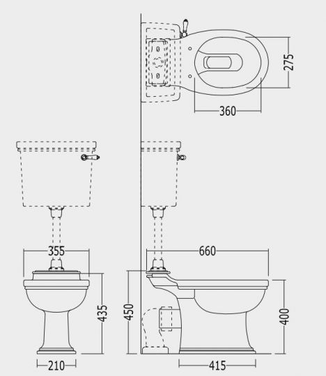 Унитаз Devon&Devon Rose с низким бачком схема 2 Унитаз Devon&Devon Rose с низким бачком схема 2
