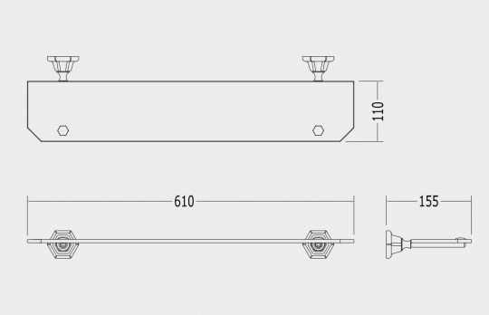 Полка для ванной Devon&Devon Jubilee JB110 61см схема 2 Полка для ванной Devon&Devon Jubilee JB110 61см схема 2