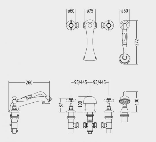 Смеситель для ванны и душа Devon&Devon Coventry marf364 схема 2