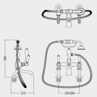 Смеситель для ванны и душа Devon&Devon Black Dandy MARF40B схема 2 Смеситель для ванны и душа Devon&Devon Black Dandy MARF40B схема 2