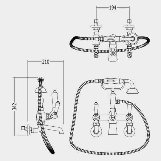 Смеситель для ванны и душа Devon&Devon Dandy marf40m схема 2 Смеситель для ванны и душа Devon&Devon Dandy marf40m схема 2
