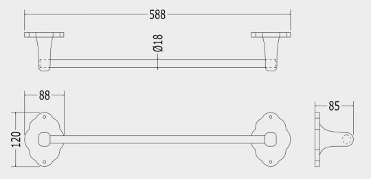 Вешалка для полотенец Devon&Devon Emily MIL506E 58,8 см схема 2