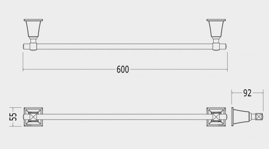 Вешалка для полотенец Devon&Devon Time Black TM308 60 см схема 2 Вешалка для полотенец Devon&Devon Time Black TM308 60 см схема 2