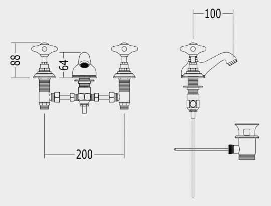 Devon&Devon White Rose смеситель для биде utwr712 схема 2 Devon&Devon White Rose смеситель для биде utwr712 схема 2