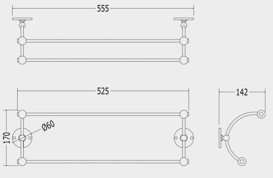Вешалка для полотенец Devon&Devon Cavendish WM09 55,5 см схема 2
