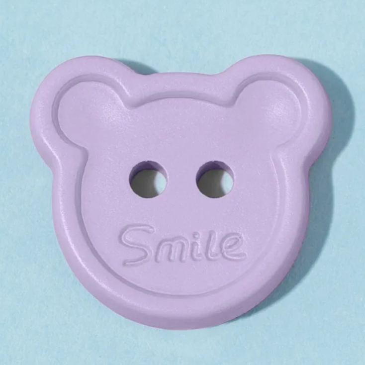 Пуговица Мишка "Smile" 2 прокола цвет сиреневый Разные размеры (CLS.V)
