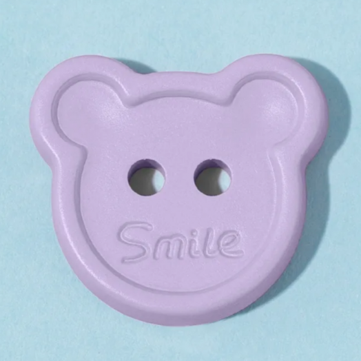 Пуговица Мишка "Smile" 2 прокола цвет сиреневый Разные размеры (CLS.V)