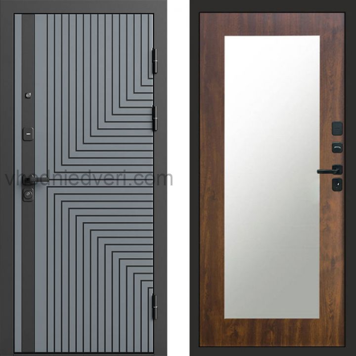 Входная дверь Termo-door Квантум Грей - Зеркало триумф Дуб