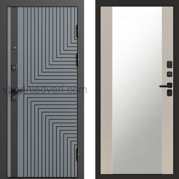 Входная дверь Termo-door Квантум Грей - Зеркало Слоновая кость