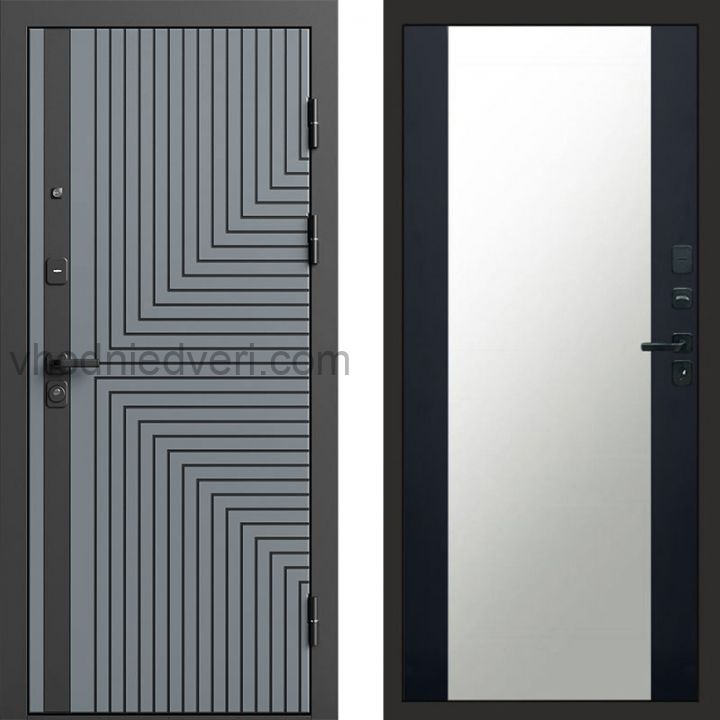 Входная дверь Termo-door Квантум Грей - Зеркало Черный кварц+тонировка