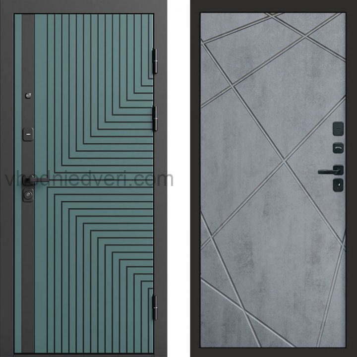 Входная дверь Termo-door Квантум velutto verde - Лучи Бетон темный