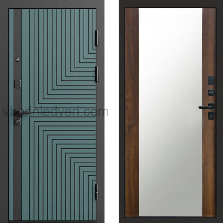 Входная дверь Termo-door Квантум velutto verde - Зеркало Дуб